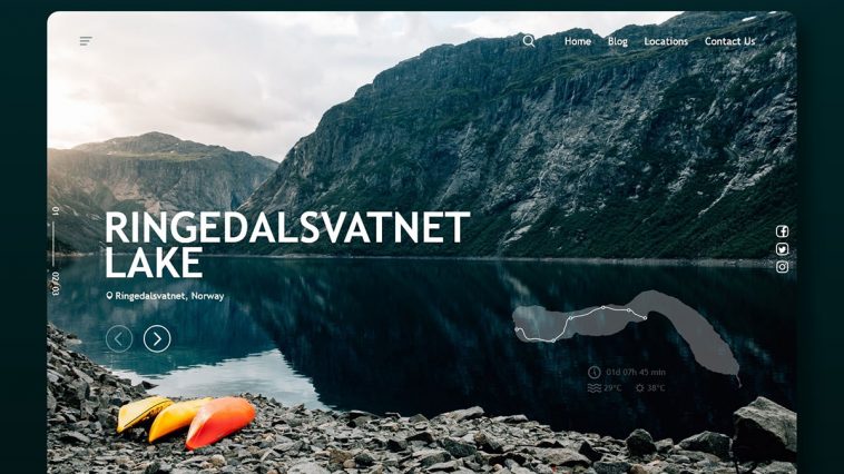 Kayak Lake Adobe XD Website Landing Page