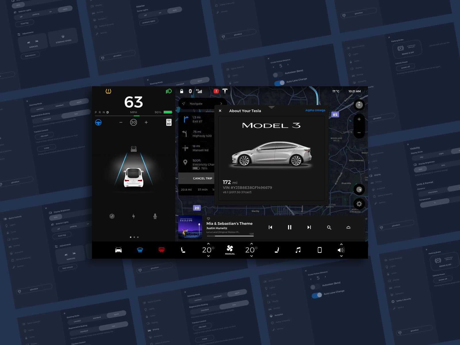 Tesla Car Model 3 GUI ElementsDesign Sketch Template