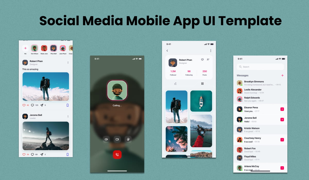 Social Media Mobile App UI Template For Figma