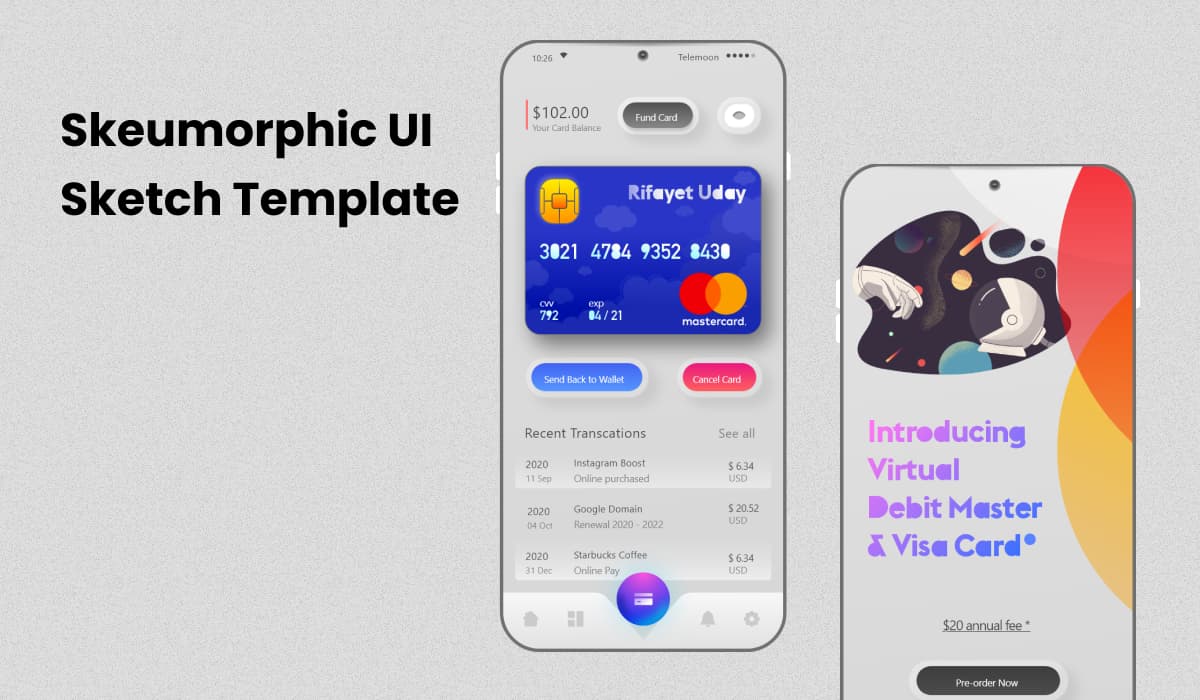 Credit card app UI template