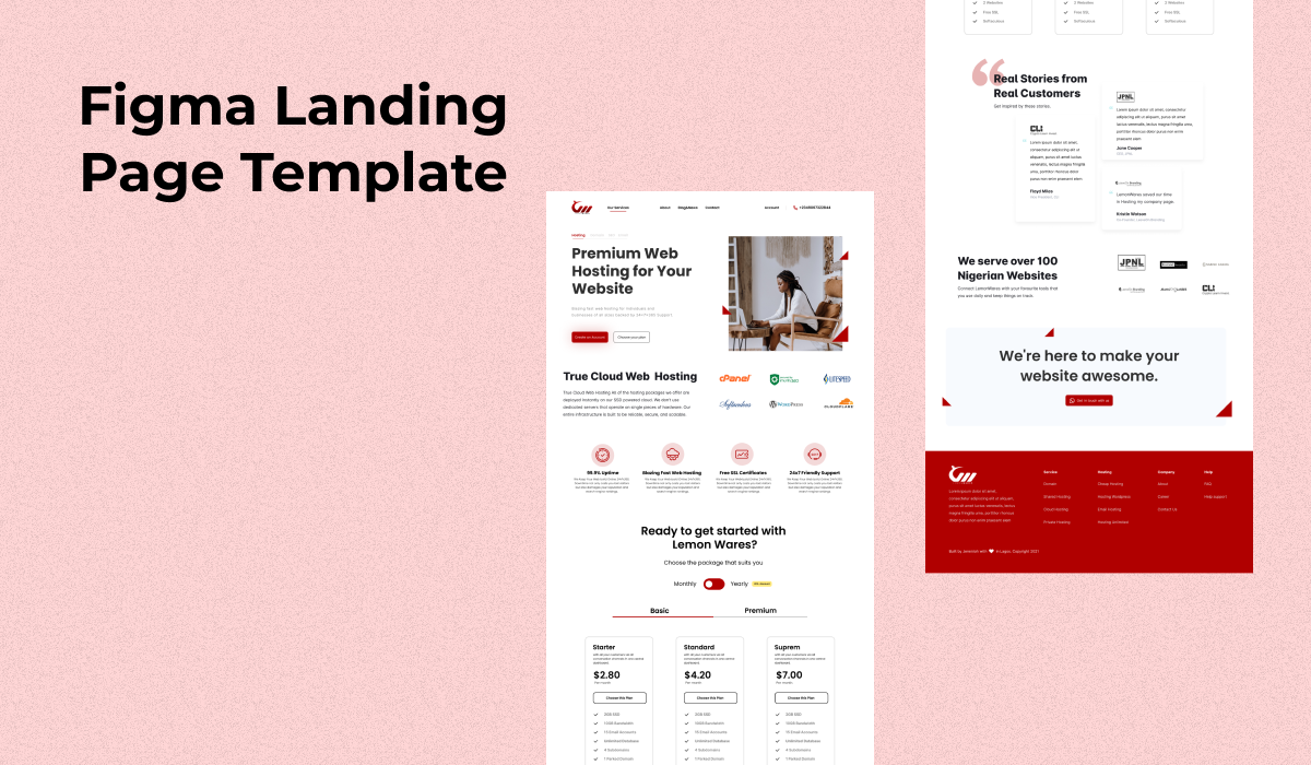 Hosting Company Landing Page Template For Figma