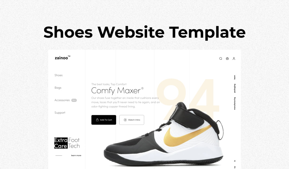 Zainoo – Figma Shoes Website Template