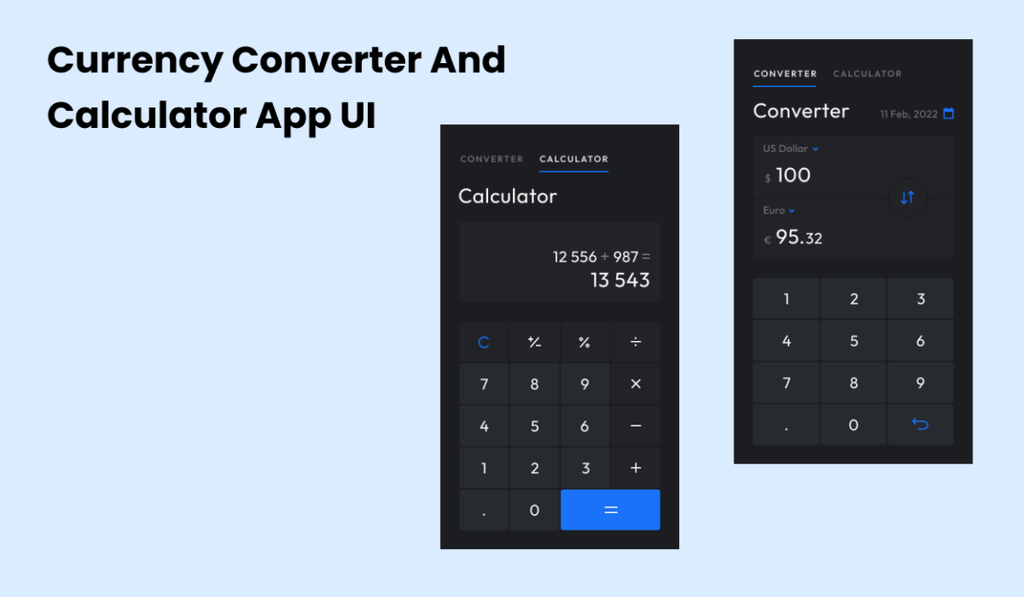 Free Currency Converter & Calculator Mobile App - UI Design