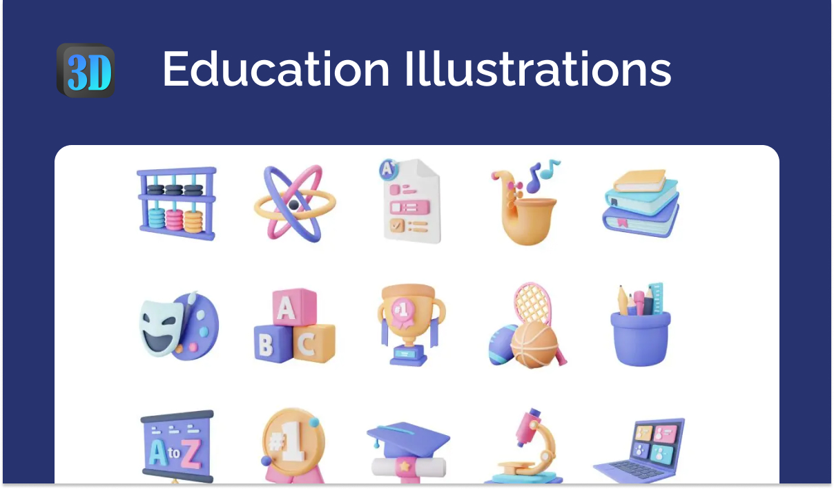 3D Figma Education Illustrations & Icons