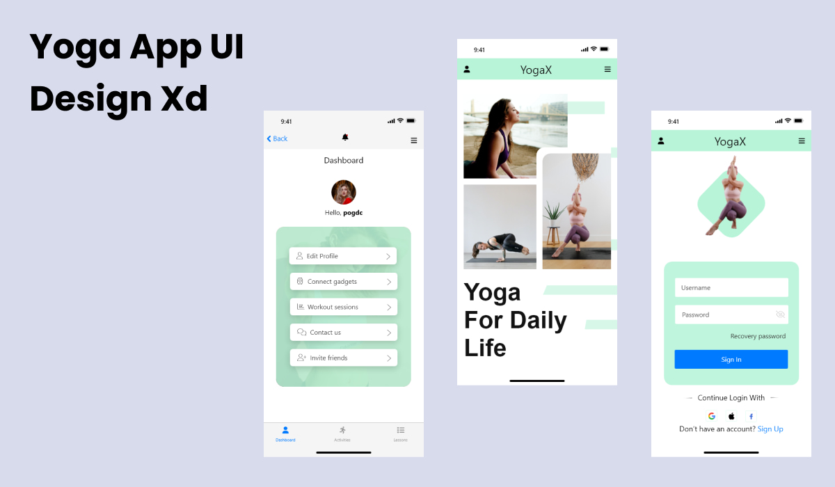 YogaX-Yoga App UI Design Xd Template