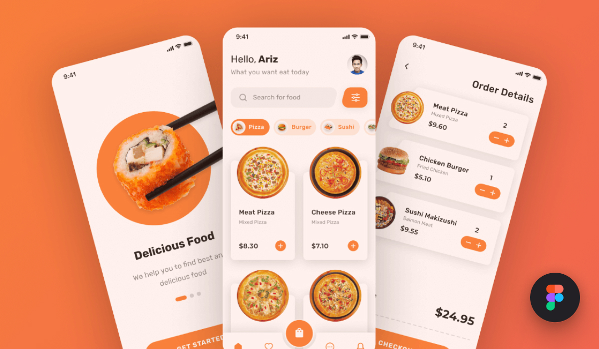 Figma app UI kit & template for nearby food