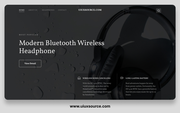 Headphone Landing Page Hero Section UI Design Free