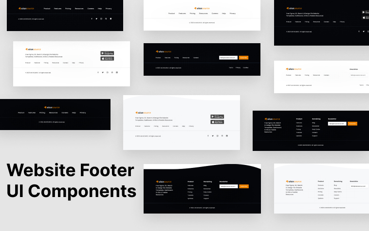 14+ Website Footer UI Design Components Figma design