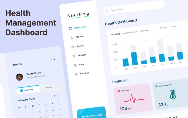 Health Management Dashboard Design Figma File